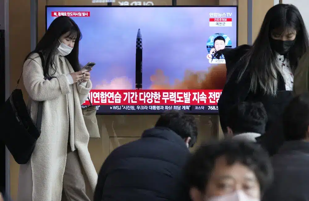 North Korea Launches 2 Missiles To Sea As Allies Hold Drills north korea