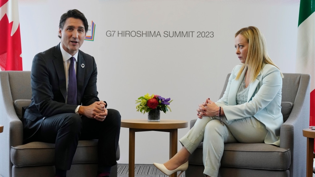 Justin Trudeau Slammed for Manslpaining to Italian PM at G7 Summit Justin Trudeau Slammed for Manslpaining to Italian PM at G7 Summit