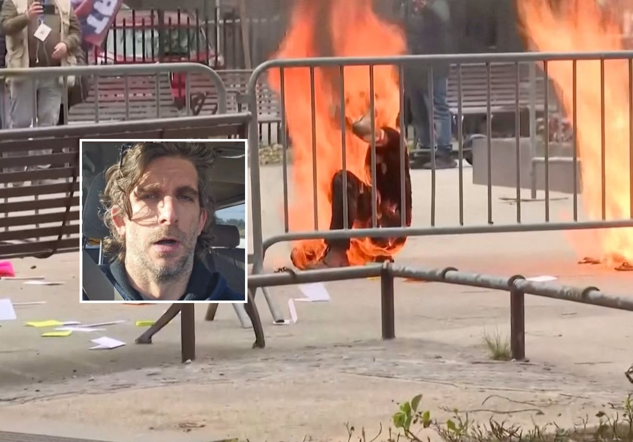 man set himself on fire new york