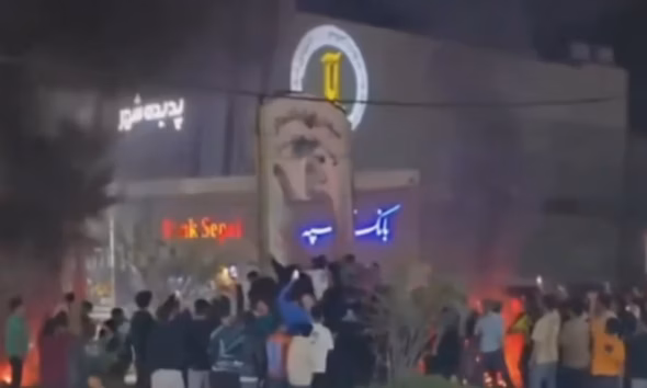 Iran Crowds Topple Statue of Supreme Leader Ali Khamenei